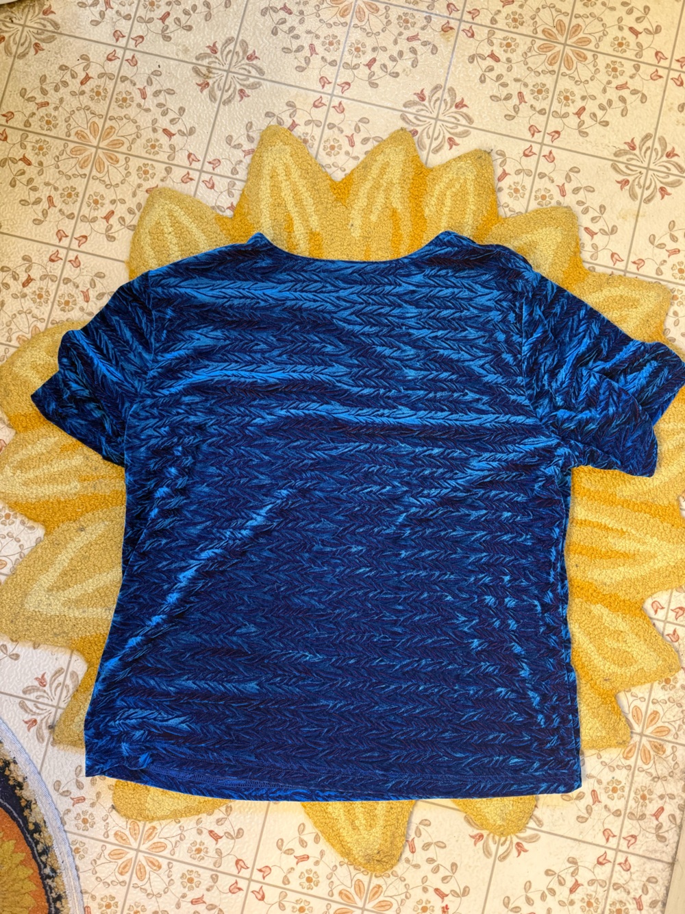 Vintage Velvet Textured Iridescent Top Blue Purple 90s y2k OOAK Trippy Large - Picture 3 of 6